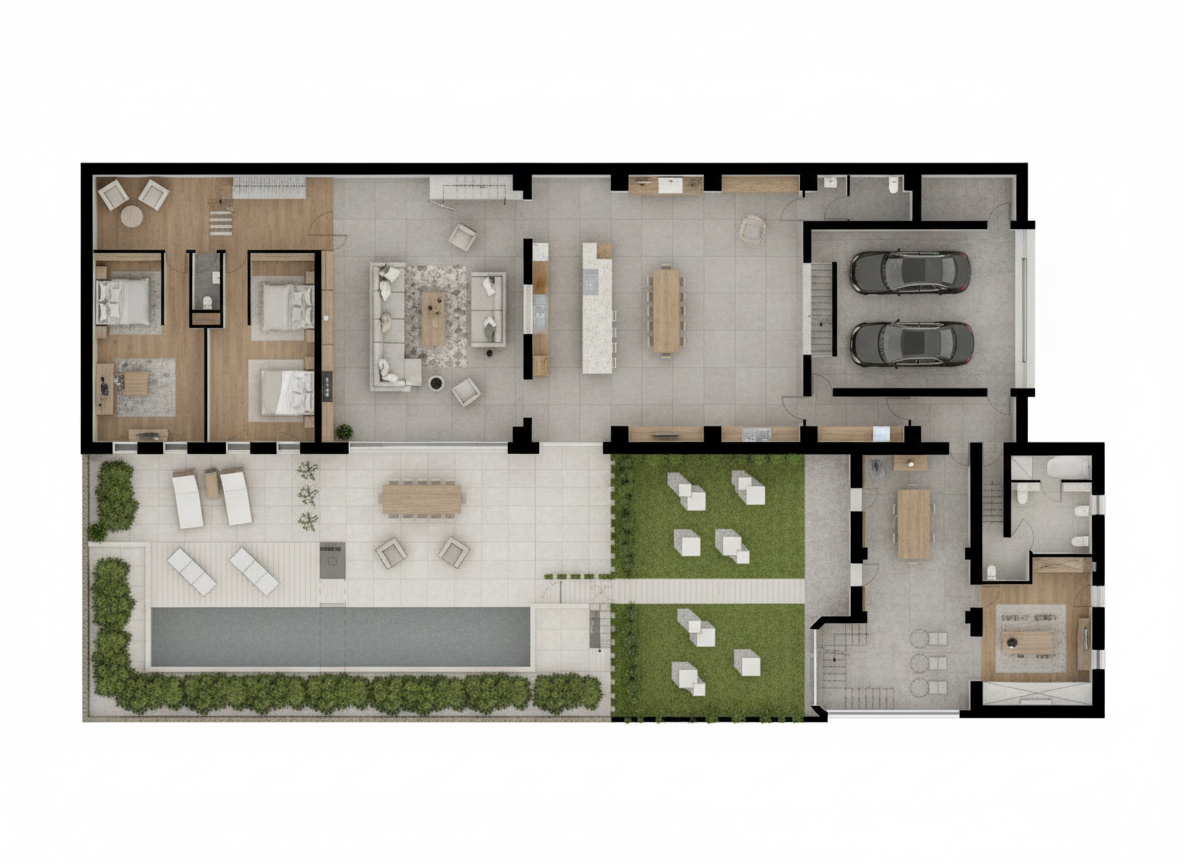 After — 3D rendered floor plan